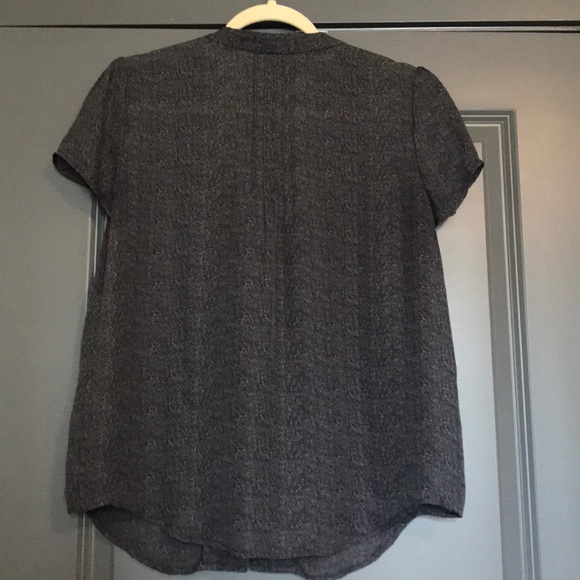 Joie Black & Grey Tie Neck Print Silk Blouse - Picture 6 of 6